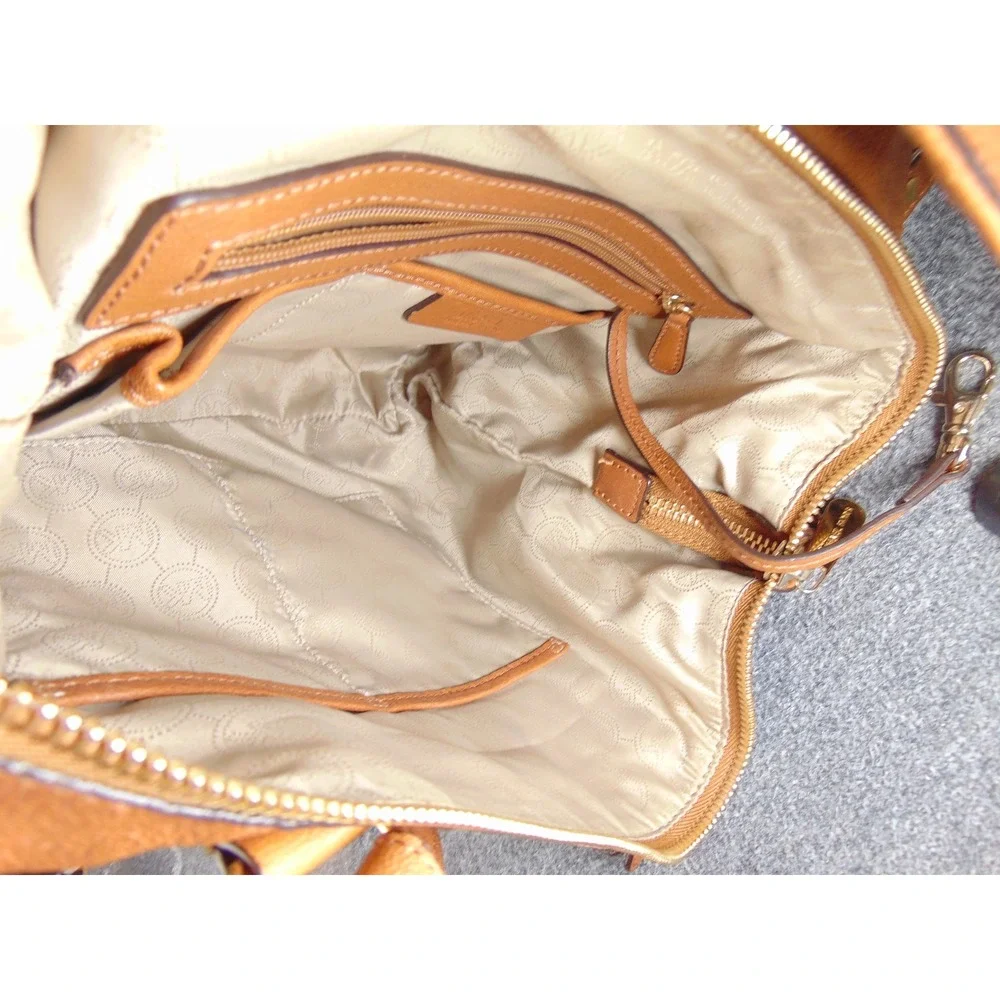 Michael Kors Hamilton Satchel Tan‎ Leather Gold Padlock Luxury Boho Chic Bag